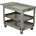 Global Industrial Tray Top Utility Cart w/3 Shelves, 44inL x 25-1/2inW x 32-1/2inH, Gray 800307